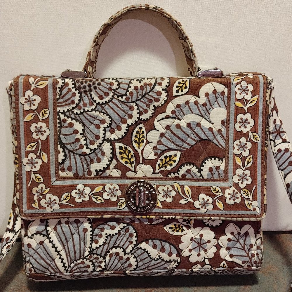 VERA BRADLEY Hipster Mocha Floral Shoulder Handbag